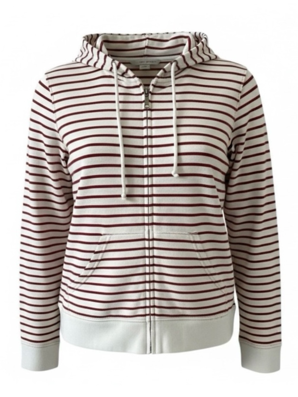 NEW Cutter & Buck Red and Off White Striped Full Zip Hoodie Size Medium